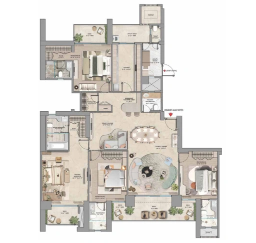 4 BHK Small Floor Plan - Towers 5 & 6